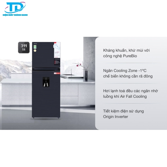 Tủ lạnh Toshiba Inverter 311 lít GR-RT395WE-PMV(06)-MG