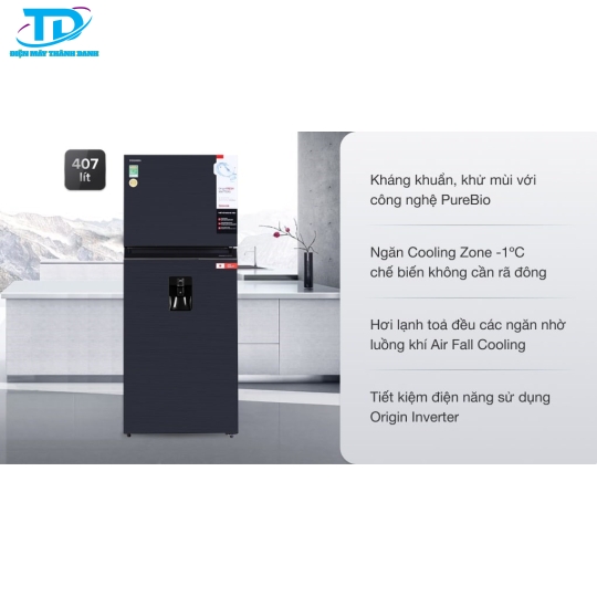 Tủ lạnh Toshiba Inverter 407 lít GR-RT535WE-PMV(06)-MG
