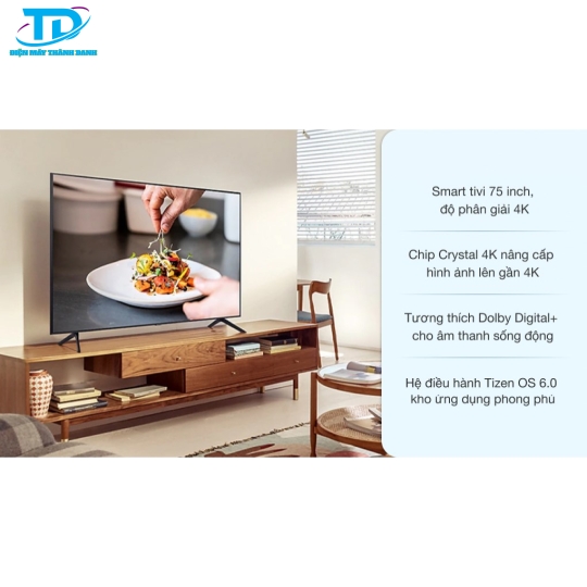 Smart Tivi Samsung 4K 75 inch UA75AU7700 