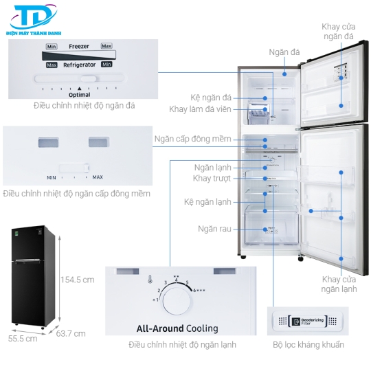Tủ lạnh Samsung Inverter 236 lít RT22M4032BU/SV 
