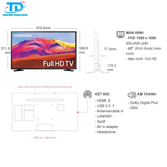 Smart Tivi Samsung Full HD 43 inch UA43T6500A