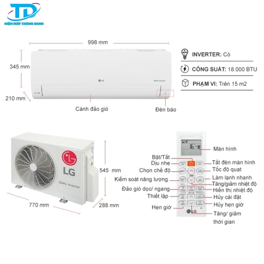 Máy lạnh LG Inverter 2 HP V18ENF1