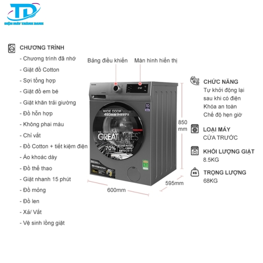Máy giặt Toshiba Inverter 8.5 kg TW-BK95S3V(SK)