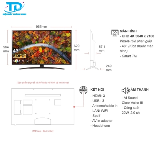 Smart Tivi LG 4K 43 inch 43UP8100PTB