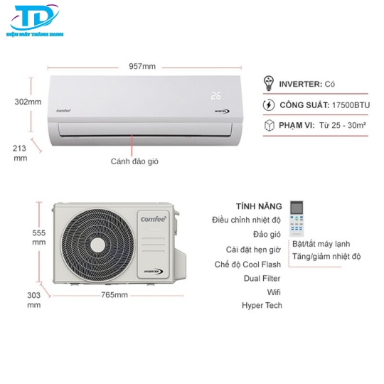 Máy Lạnh Comfee Inverter 2 Hp CFS-18VAFF-V