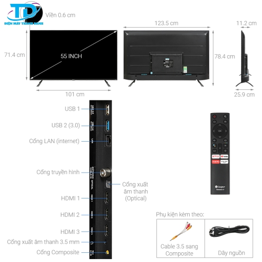 Android Tivi QLED 4K 55 inch Casper 55QG8000 