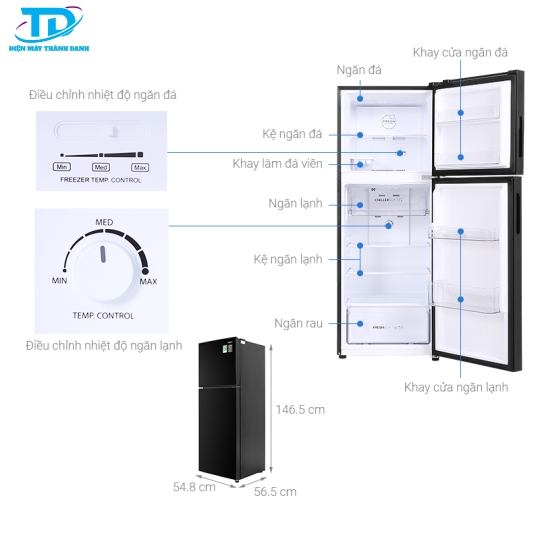 Tủ lạnh Aqua Inverter 211 lít AQR-T238FA(FB)
