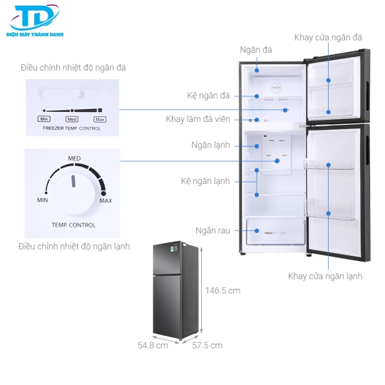 Tủ lạnh Aqua Inverter 212 lít AQR-T239FA(HB) 