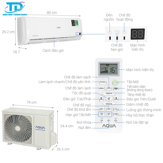 Máy lạnh Aqua Inverter 1 HP AQA-KCRV10TR