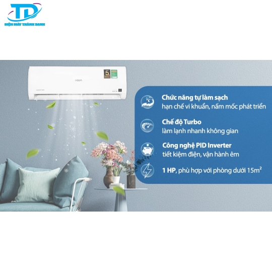 Máy lạnh Aqua Inverter 1 HP AQA-KCRV10TR