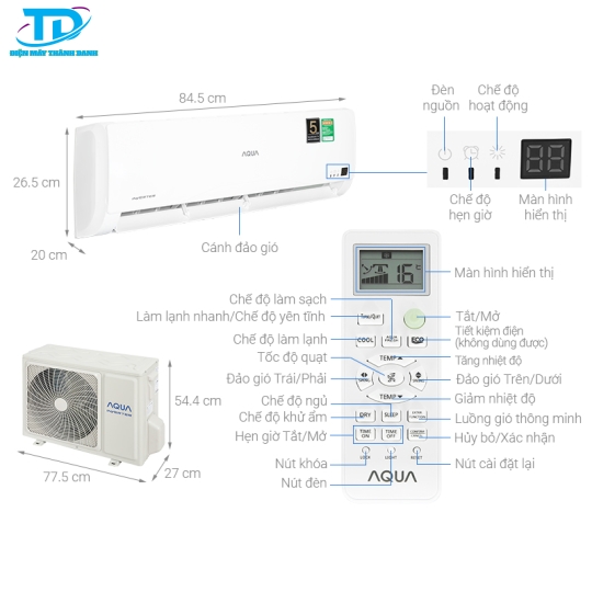 Máy lạnh Aqua Inverter 1.5 HP AQA-KCRV13TR