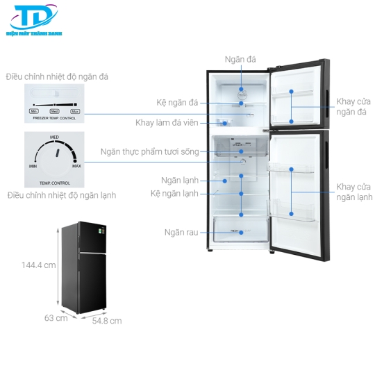 Tủ lạnh Aqua Inverter 245 lít AQR-T259FA(FB)