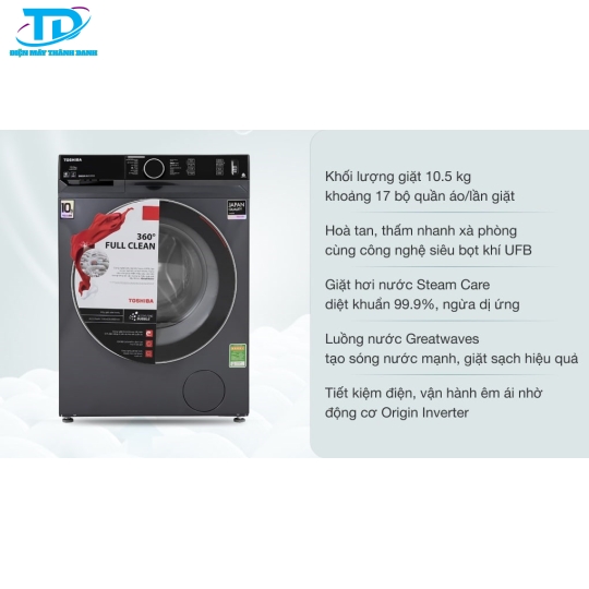 Máy giặt Toshiba Inverter 10.5 Kg TW-BK115G4V (MG)