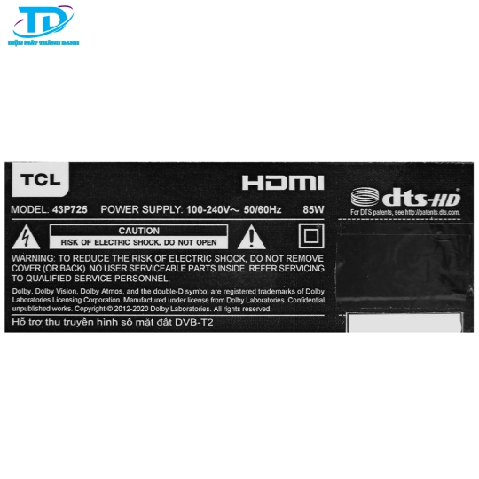Android Tivi TCL 4K 43 inch 43P725 