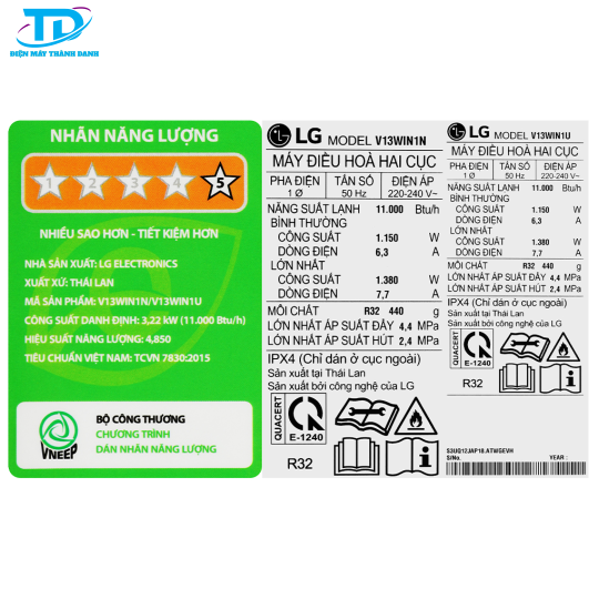 Máy lạnh LG Inverter 1.5 HP V13WIN1 - WIFI
