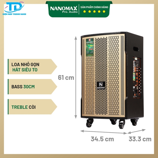  Loa Kéo Nanomax K-12X Bass 30cm 360w Karaoke Bluetooth