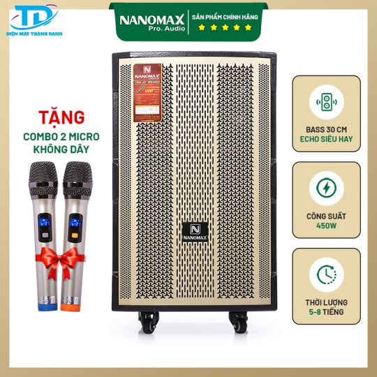 Loa Kéo Nanomax S-1000 Bass 30cm 450W Karaoke Bluetooth