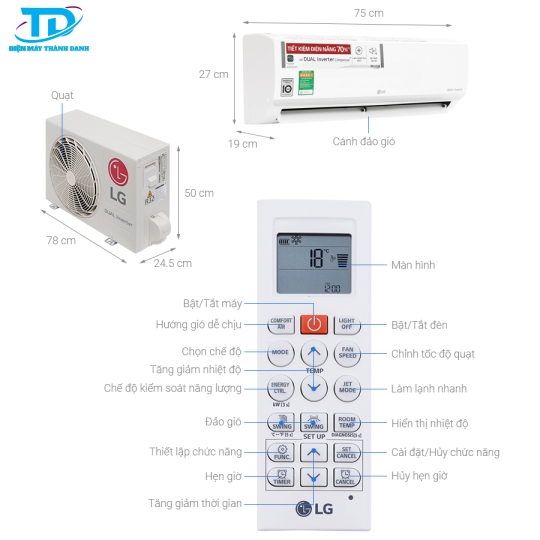 Máy lạnh LG Inverter 1 HP V10ENW1