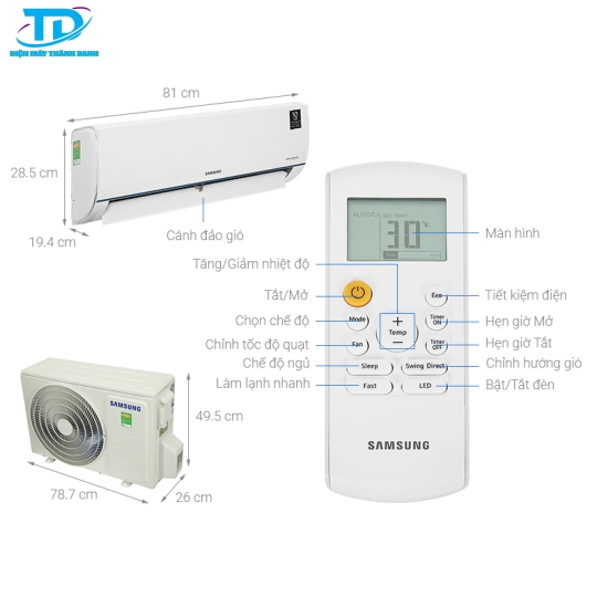 Máy lạnh Samsung Inverter 1 HP AR09TYHQASINSV