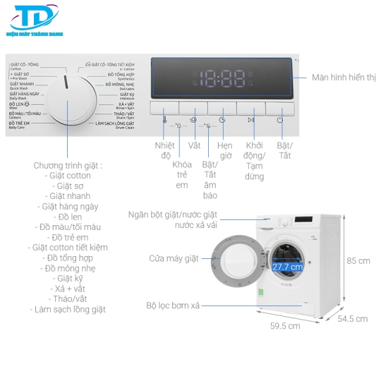 Máy giặt Samsung Inverter 9 kg WW90T3040WW/SV