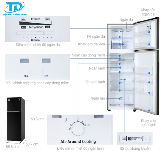 Tủ lạnh Samsung Inverter 256 lít RT25M4032BU/SV