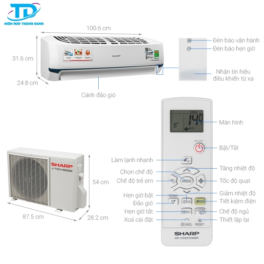 Máy lạnh Sharp Inverter 2 HP AH-X18ZW