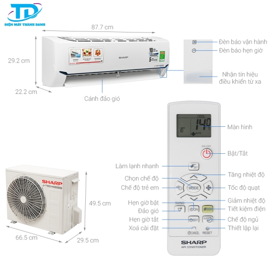 MÁY LẠNH SHARP INVERTER  1HP - AH X9XEW