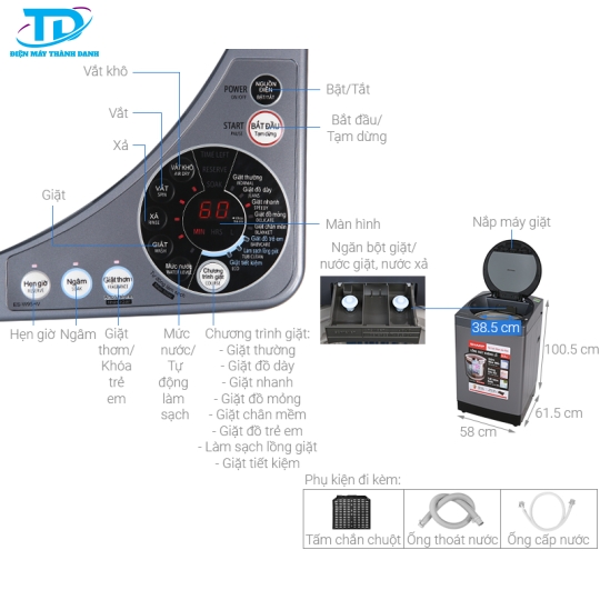 Máy giặt Sharp 9.5 kg ES-W95HV-S 
