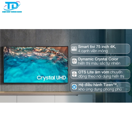Smart Tivi Samsung 4K Crystal UHD 75 inch UA75BU8000