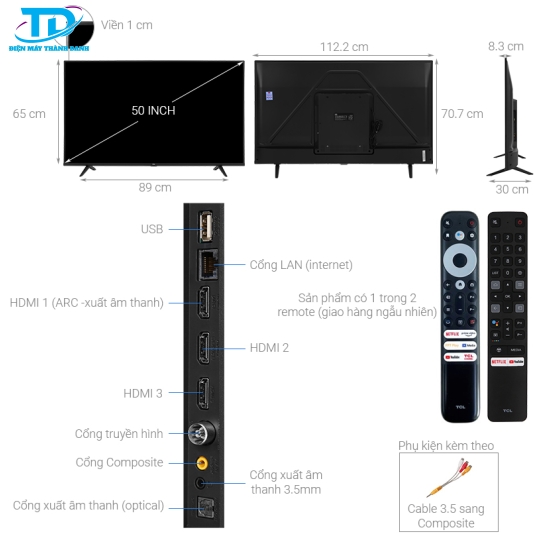 Android Tivi TCL 4K 50 inch 50P615