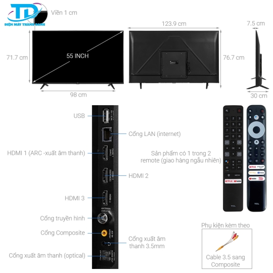 Android Tivi TCL 4K 55 inch 55P615