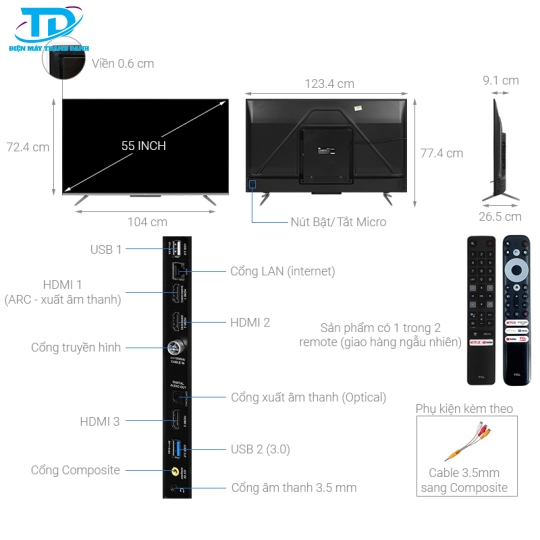 Android Tivi TCL 4K 55 inch 55P725 