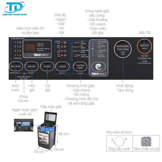 Máy giặt Toshiba Inverter 9.0 kg AW-DK1000FV(KK)