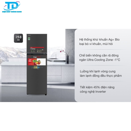 Tủ lạnh Toshiba Inverter 253 lít GR-B31VU SK 