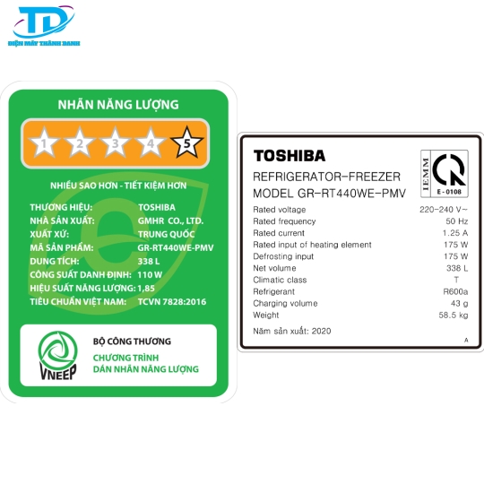Tủ lạnh Toshiba GR-RT440WE-PMV(06)-MG