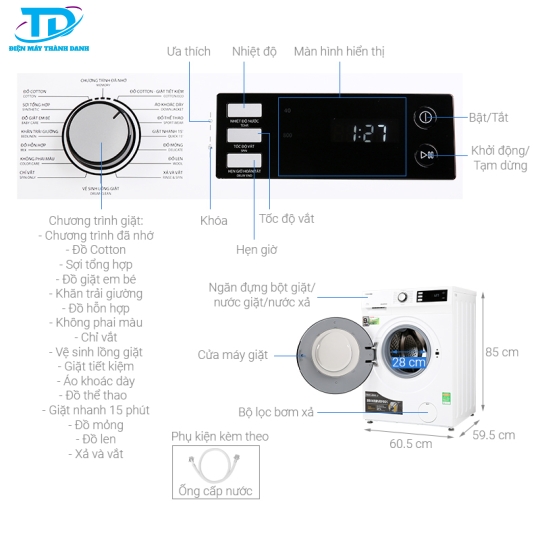 Máy giặt Toshiba Inverter 9.5 Kg TW-BK105S2V(WS) 