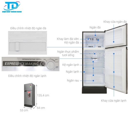 Tủ Lạnh Sharp Inverter 165 lít SJ-X196E-DSS