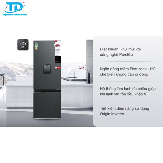 Tủ lạnh Toshiba Inverter 322 lít GR-RB405WE-PMV(06)-MG